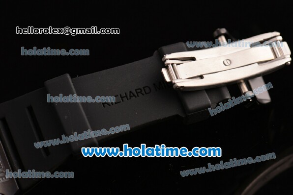 Richard Mille RM 52-01 Miyota 6T51 Automatic PVD Case with Diamonds Skull Dial and Black Rubber Bracelet - Click Image to Close